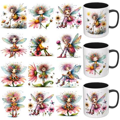  XRTHGS 12PCS/SET UV DTF Cup Wraps Style Self-Adhesive Sticker For Coffee Cups, Water Bottles, Home Decor, Laptops And Refrigerator DIY Crafts(Mug Not Included)