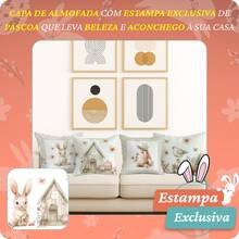 Set Of 4 Cushion Covers With Inserts, Exclusive Easter Collection, Decorative Prints For Sofa And Bed For Comfort - RABBIT HOUSE - View 4