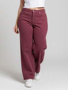 BNB Women's Plus Size Wide Leg Pants With High Waist - 甜菜 - 查看 4