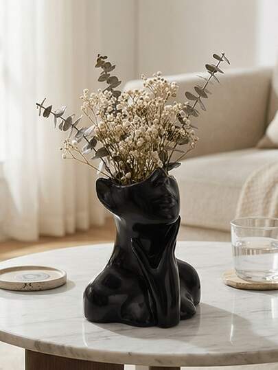 1Pc Sculpture Human Body Modeling Resin Vase - Nordic Style Home Decor, Suitable For Living Room, TV Cabinet And Bedroom | Art Room Decor, Unique Gift Wedding Decor, Table Centerpiece Decor, Artificial Flowers, Vintage Home Decor, Art Vase.