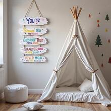 1pc Wooden Wall Decor, Warm Inspirational Phrase Sign, Wooden Wall Hanging, Printed With Motivational English Quote "You Are Brave, Smart, And Imaginative" - Home, Room Decor Or Graduation Gift, Classic Style, Family Gift | Inspirational Decor | Natural Wooden Surface, Wall Decoration, Suitable For 11 Different Holidays. Office Decor, Christmas Gift, Thanksgiving Gift - Multicolor - View 6