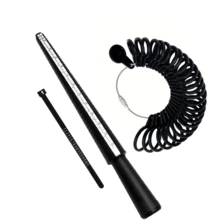 KLONKEE 3件套美规/港规戒指尺寸测量工具套装，包括塑料戒指尺寸测量棒、戒指尺寸测量杆和戒指手指尺寸测量规，适用于珠宝制作 - 黑色 - 查看 1