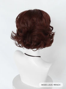 60s Retro Reddish Brown Short Curly Wig With Bangs, Voluminous Style, Heat Resistant Synthetic Hair For Daily & Cosplay - Coffee Brown - View 7