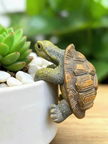 Scultura di tartaruga in miniatura, decorazione per vasi, ornamento realistico in resina di tartaruga arrampicante, adatto per bonsai, piante grasse e decorazione di acquari, regalo creativo per gli amanti delle piante - Tartaruga - Visualizzare 2