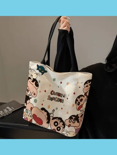 Túi xách Crayon Shin-Chan dễ thương mới, túi tote dung tích lớn, túi hoạt hình thời trang, túi vải đa năng dành cho nữ, túi đeo vai đi làm, túi đi chợ, rất thích hợp để làm quà tặng hoặc sử dụng cá nhân, siêu đáng yêu!