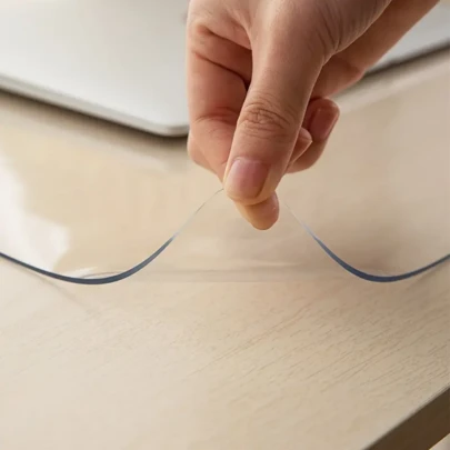 0.25mm Thick Transparent PVC Table Cover Protector, Rectangular Transparent Tablecloth, Waterproof And Oil-Proof, Tabletop Protection, Soft Glass Tablecloth, Suitable For Kitchen, Vanity, Desk, Dining Table. Household Kitchen And Dining Supplies