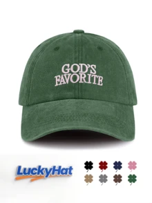 DAZY 1 pieza Gorra de béisbol vintage lavada unisex - Texto bordado "Favorito de Dios" - Múltiples colores vintage disponibles - Gorra de papá ajustable y desgastada de manera discreta, adecuada para uso diario casual - A - Ver 15