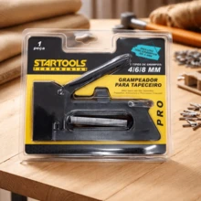 Grampeador Alta Desempenho Versátil Prático Para Tapeceiro com 100 Grampos de 8mm Preto - A - Visão 3