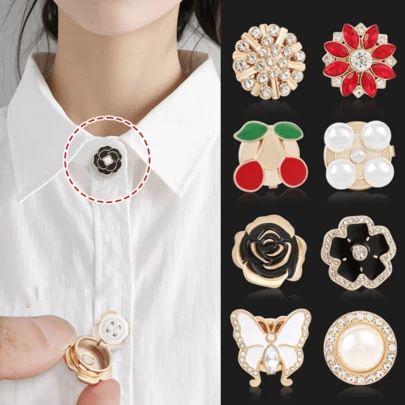 1pc Electroplated Colorful Crystal Pearl New Cufflink, Shirt Decor Round Button Accessory