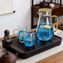 1pc Modern Luxury Cold Water Glass Kettle, Heat-Resistant Household Teapot, Fashionable Water Pitcher For Tea And Juice, Large Capacity Cold Water Carafe - Multicolor - View 4