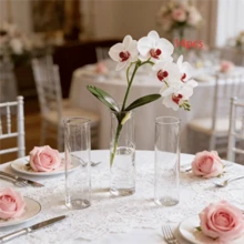 10 件圆柱形塑料花瓶，透明纤细单茎花瓶，简约风格散装花瓶，家居装饰，适用于婚礼、生日、新娘送礼会、派对、餐桌装饰，耐用材质，适合活动造型师和派对组织者的装饰花瓶 - 無色 - 查看 12