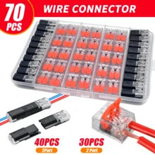 12个/60个双线插入式连接器，2针2端口，PVC绝缘，铜触点，快速连接端子，空载供电模式，带锁定夹，适用于汽车和家用LED线束连接 - 彩色 - 查看 15