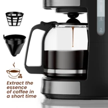 SUPERLEX 3-In-1 Coffee Machine, 1.5L Drip Coffee Machine, One-Touch Automatic Espresso Machine, Cappuccino Machine, Hot And Iced Coffee Machine For Ground Coffee, Extraction Brewing Coffee Machine, Removable Anti-Drip Function To Avoid Cleaning, Permanent Filter, Multi-Person Sharing Suitable For Latte, Mocha, Cappuccino - UK Plug(220-240V) - View 7