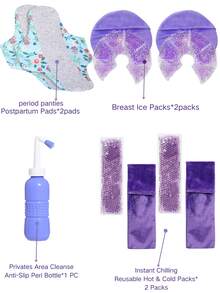 Postpartum Recovery Essential Set, Women's Delivery And Postpartum Care Set, Including Bottle Cleaner, Cooling Spray, Disposable Underwear, Postpartum Sanitary Pads, Cold/Hot Compress Pack And Cooling Pad, An Ideal Mother's Day Gift - Multicolor - View 12