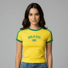 BabyLook Women's Brazil Embroidered Shirt Without State - 黃色 - 查看 3