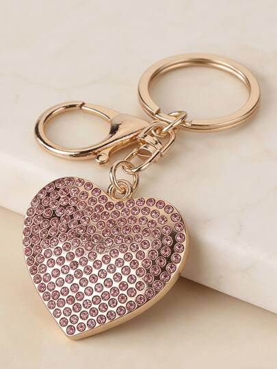 1Pc Of Fashionable Rhinestone-Studded Heart-Shaped Lady's Keychain, Cute Lady's Bag Pendant, Fashionable Accessory, Elegant And Charming Key Ring, High-Quality Decorative Key Ring, Suitable For Accessories For Lady's Bags / Personalized Decoration For Car Keychains / Fashionable Combinations For Parties / Gifts For Holidays / Birthdays / Valentine's Day - Heart-Shaped Keychain Pendant For Couples, Exquisite Couple's Bags, Car Keychain Pendant