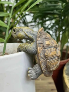 Scultura di tartaruga in miniatura, decorazione per vasi, ornamento realistico in resina di tartaruga arrampicante, adatto per bonsai, piante grasse e decorazione di acquari, regalo creativo per gli amanti delle piante - Tartaruga - Visualizzare 6