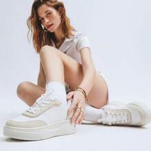 Women's Modern Platform Sneakers, Comfortable For Everyday Casual Wear, Stylish, Vacation, Lace-Up, Party, Office, Outdoor - 瓷 - 查看 4