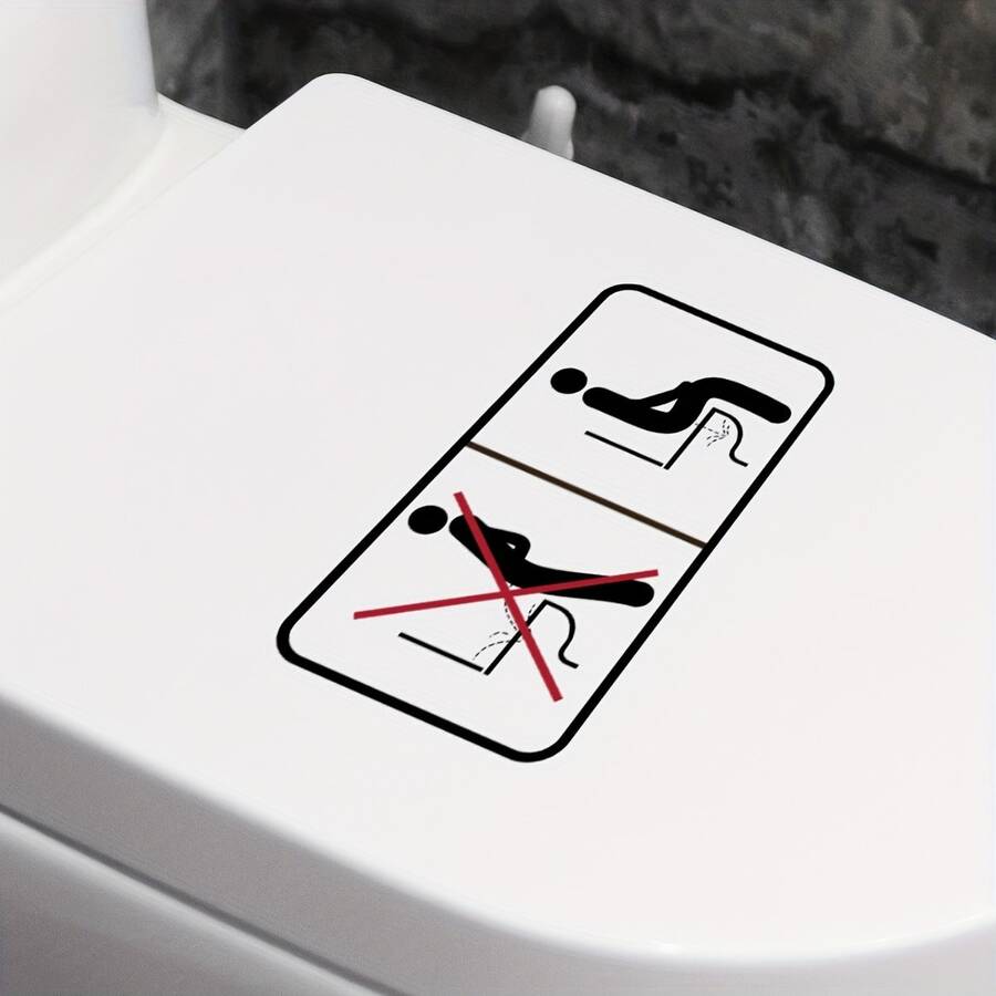 1 pieza Pegatina divertida para el baño y el inodoro - Adhesivo removible de PVC para pared, adecuado para el cuarto de baño, pegatina interesante, 1 pieza, pegatina para inodoro - 1PC - Ver 1