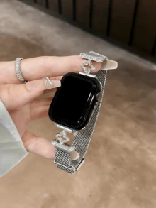 Tương thích với Apple Watch, Dây đeo kim loại thép không gỉ kiểu dáng tối giản họa tiết tia nắng mùa hè mới dành cho Ultra/SE 2/SE 1/Series 11/10/9/8/7/6/5/4/3/2/1, 38/40/41/42/44/45/46/49mm - ánh sao - Xem 3