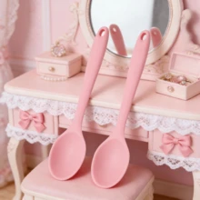 2/ 4/6PCS Soft Silicone Cooking Spoon Nonstick Heat Proof Kitchen Utensil Mixing Serving Pink Fluorescent Green - Mint Blue - View 7