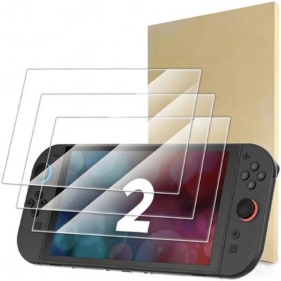 新型Switch 2(2025) 7.9インチ用 1-3枚 保護フィルム、傷防止、気泡なし、透明HDクリア強化ガラスフィルム、硬度9H、超薄0.33mm、Switch 2 | 2025 7.9インチ用アクセサリー、傷防止、気泡なし、透明、HDクリア