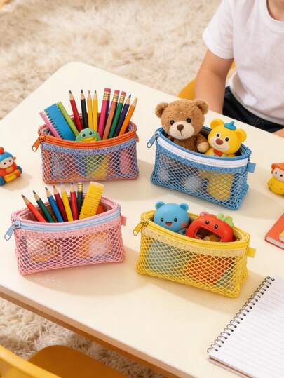 1pc Mini Bedroom Storage Net Bag, Baby Room Organizer Pouch, Portable Square Net Bag, Suitable For Baby Room & Home Organization