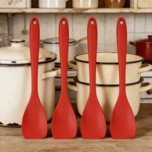 [2/4/6件装] 不粘厨房铲 - 11英寸硅胶铲，耐热煎蛋/汉堡/煎饼铲，可放入洗碗机清洗（粉色/红色） - 粉色 - 查看 3