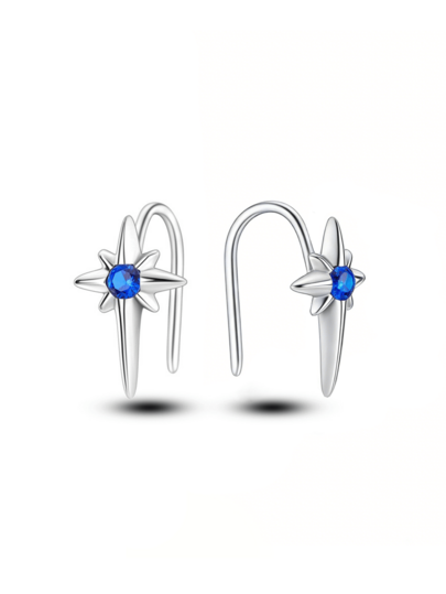 S925纯银星星太阳流苏耳钉，镶嵌立方氧化锆，奢华优雅耳环，礼盒包装，适合女士日常/派对佩戴