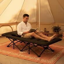 JM VAAL Cama plegable de algodón 180x65 cm portátil, estructura reforzada cómoda y ligera, fácil de guardar y transportar. Ideal para acampar, playa, visitas en casa y uso diario. Resistente y compacta. - Negro - Ver 6