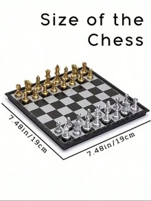1 Set Magnetic Chess Set, Luxury Gold & Silver Foldable Chessboard, Portable Travel Chess Game, Giant Chess Dominoes, Transparent Chess Pieces, Chess Strategy Game, Suitable For Adults & Kids, Indoor/Outdoor Party Gift - Multicolor - View 8
