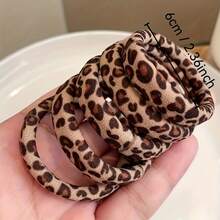 10 piezas Scrunchies elásticos con estampado de leopardo, lazos para el cabello con estampado animal de moda, bandas de goma elásticas adecuadas para uso diario, fiesta, entrenamiento, aptas para cabello grueso y fino, sujetadores de coleta, gomas para el cabello, verano, vacaciones, viaje - Multicolor - Ver 5