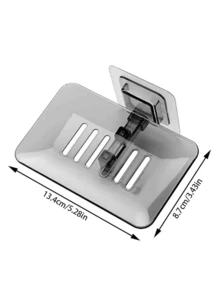 1/2个透明自粘壁挂式塑料皂碟，适用于浴室 - 彩色 - 查看 4