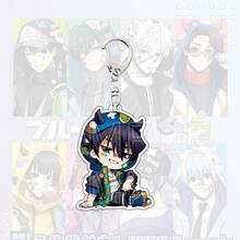 蓝色锁亚克力钥匙扣Q版连帽衫造型 – 伊佐木、蜂鸟、凛动漫钥匙扣包挂件可爱收藏品 - 彩色 - 查看 13