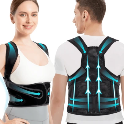 Corrector de espalda ajustable, corrector de hombros, soporte completo para la espalda, alivia el dolor de espalda superior e inferior - escoliosis, mejora la postura de la espalda y proporciona soporte lumbar. Corrector de postura de espalda unisex, corrector de hombros, soporte completo de espalda ajustable, alivia el dolor de espalda superior e inferior - escoliosis, mejora la postura de la espalda y proporciona soporte lumbar.