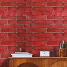 1 Roll Self-Adhesive Wallpaper, Red Brick Pattern, Easy To Tear And Stick, Waterproof And Removable, Suitable For Living Room, Kitchen, Bedroom, Dorm And Furniture Makeover, Decorative Vinyl Wallpaper - D-Red - View 8