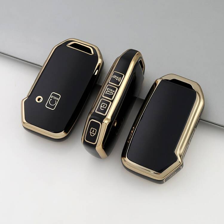 适用于起亚汽车钥匙遥控器的1个保护套，适用于Cerato/Ceed/Forte/NIRO/Sorento/Seltos/Sportage/Soul/Telluride/K5等车型，防尘防震高端时尚钥匙扣 - 馬蹄扣5 - 查看 1