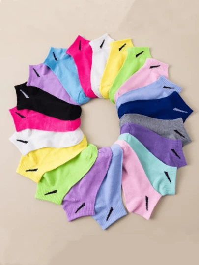 5/10/20 Pairs Women's Colorful Short Socks, Comfortable & Soft, Cute Casual Style For Spring/Summer