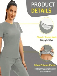 Áo tập thể dục ngắn tay giúp tăng cường mồ hôi dành cho nữ, áo tank top giữ nhiệt tập luyện eo và thể thao. - Xám - Xem 3