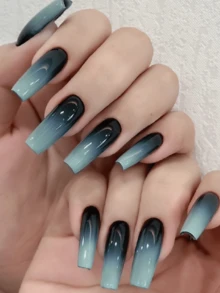 20 piezas de calcomanías de uñas transparentes de base, requieren curado con lámpara UV, calidad de salón duradera, calcomanías de uñas con temática de libro rojo del mismo estilo adecuadas para las puntas de los dedos - Neblina azul - Ver 5