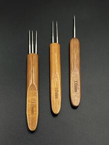 Bộ kim móc tóc dreadlock chuyên nghiệp, kim bện cán tre 0.5mm/0.75mm/1.0mm/1.25mm/1.5mm, kim đơn/đôi/ba ngạnh, dụng cụ nối tóc thích hợp sử dụng trong salon, bảo dưỡng dreadlock, bện tóc kiểu châu Phi. - Đầu cacbua bạc đơn đôi ba - Xem 8