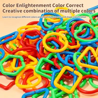 6/12/24/32/48pcs Geometric Ring Interlocking Toys, Parent-Child Interactive Toys, Vibrant Colors, Unique Ring Toys, Geometric Plastic Handheld Toys, Improve Baby's Color & Shape Recognition, Perfect Gift For Holidays, Birthdays, Christmas (Random Color & Style)