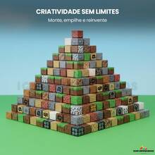 Brinquedo Bloco de Montar Magnético Mundo Pixel 25 Peças Presente Criativo Infantil Educativo - Multicolorido - Visão 5