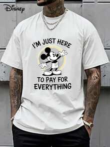 Disney Binks (Double-Sided Printing): Short Sleeved T-Shirt With Mickey Mouse Cartoon Pattern, Fashionable And Loose Short Sleeved Street T-Shirt. Spring And Summer Fashionable Versatile Tops, Holiday Gifts, Vintage Prints. - White - View 2