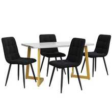 117 cm matbord med 4 stolar, rektangulärt matbord, modernt köksbord och stolsset, matsalstol i svart sammet, guldfärgade bordsben - Svart - Visa 5