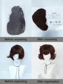 60s Retro Reddish Brown Short Curly Wig With Bangs, Voluminous Style, Heat Resistant Synthetic Hair For Daily & Cosplay - Coffee Brown - View 8