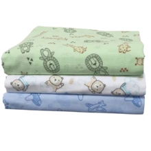 Kit com 3 Cueiro Manta Flanelado Estampado Bebê Minasrey - Azul - Visão 10