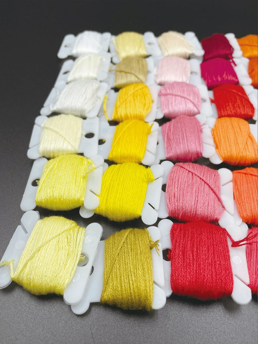50pcs/Set Cross Stitch Floss With Bobbins, 50 Random Colors, 6-Strand 8m Length, Suitable For Cross Stitch, Ribbon Embroidery, Friendship Bracelets, Weaving, Beading, Fabric Crafts, Greeting Cards, Holiday Decorations And Various DIY Projects - Cross-stitch Thread Wrapping - View 1