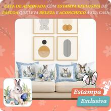 Set Of 4 Cushion Covers With Inserts, Exclusive Easter Collection, Decorative Prints For Sofa And Bed For Comfort - BLUE RABBIT - View 4