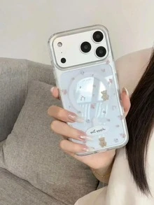 Transparent Adorable Butterfly Teddy Bear Magnetic Phone Case, Compatible With IPhone 17 Pro Max/16 Pro Max And Fits 13/14/15/12/11, Drop-Proof Protection Case - Transparent Bear - View 4